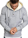 Fashion Neckline Decorated Buttons Thick Hoodie