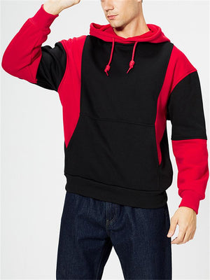 Stylish Contrast Color Design Long-Sleeved Casual Sports Hooded Sweatshirt