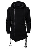 Men's Fashion Front Zipper Design Solid Color Loose Hooded Coats