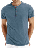 Men's Simple Style Solid Color Short-Sleeved Button T-Shirt