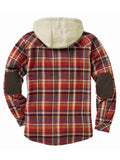 Large Size Hooded Grid Button Men's Leisure Tops