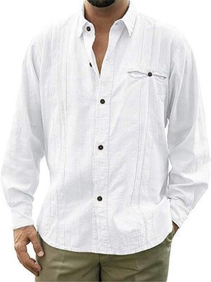 Men's Linen Solid Color Turn-down Collar Buttons Shirts