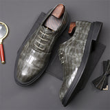 Men's Business Style Crocodile Printing Leather Shoes