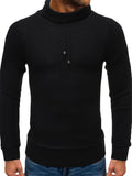 Drawstring Turtleneck Long Sleeve Sweater for Men