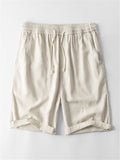 Mens Loose Breathable Straight Cotton&Linen Shorts