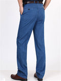 Elastane Classic Pure Color Straight Comfy Denim Pants