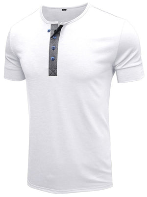 Summer Leisure Patchwork Slim Short Sleeve T-shirts For Men