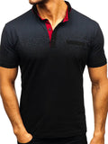 Mens Casual Dot Print Fashion Short Sleeve Shirts