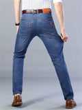 Loose Elastane Straight Breathable Denim Pants