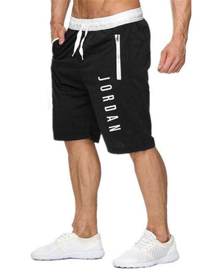 Mens Print Patchwork Drawstring Knee Shorts