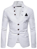 Men’s Slim Fit Stand Collar Button Up Multi Pocket Blazer