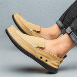 Mens Comfy Breathable Patchwork Canvas Casual Loafers