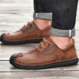 Mens Comfy Plus Size Stitching Print Lace Up Cargo Loafers