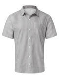 Summer Retro Vertical Stripe Short Sleeve Button Down Shirt for Men