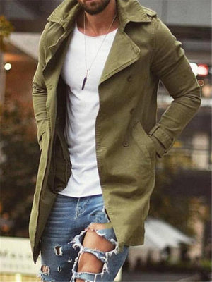 Men’s Fashion Solid Color Trench Coat