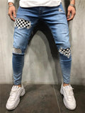 Casual Patch Ripped Denim Skinny Trousers