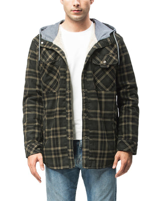 Stylish Warm Plaid Windproof Hooded Flannel Jacket Mens