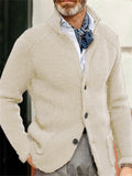 Male Fit Stand Collar Knitting Button Sweater